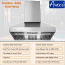 Outdoor BBQ Vent Hood, dual blower (up to 2000 CFM), Dish washer safe baffle filters