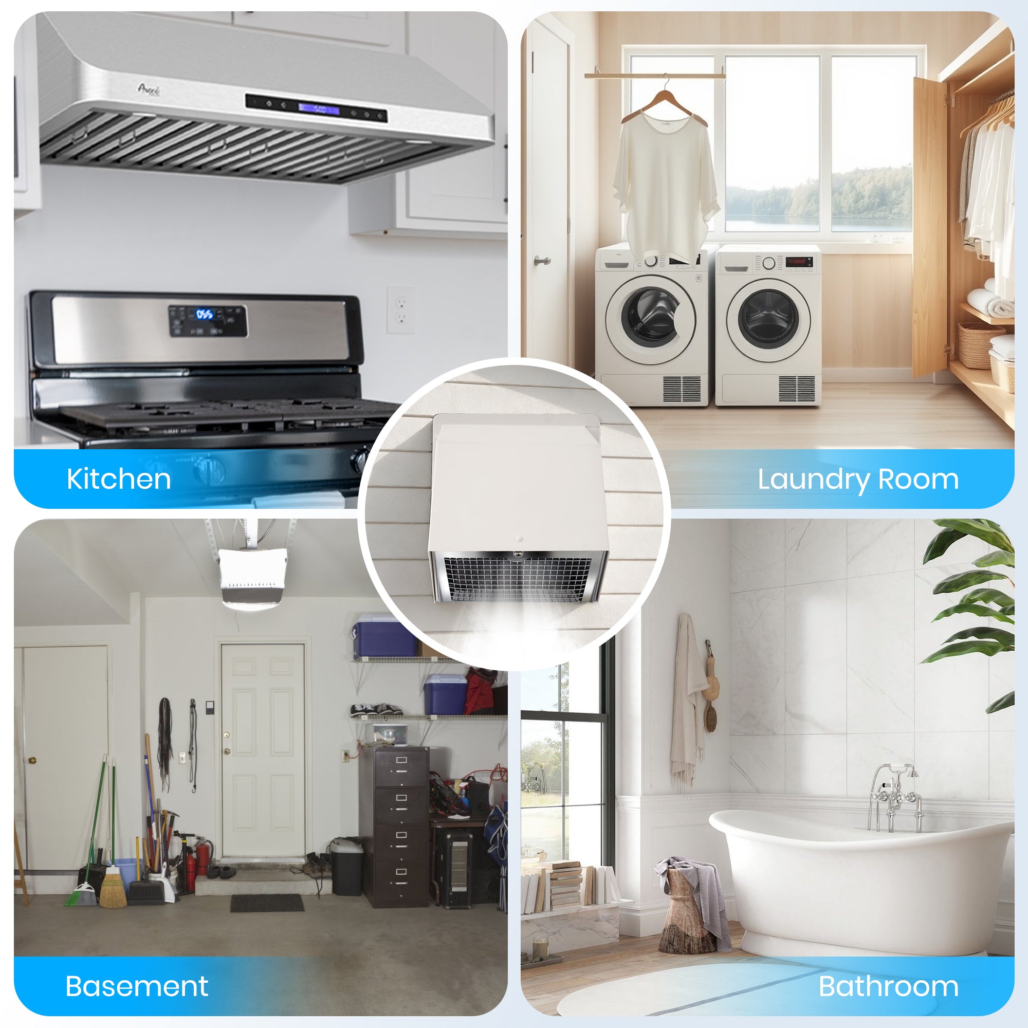 Use in kitchen, laundry room, basement, bathroom