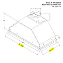 Wood hood cut-out size: 34" x 13-1/8"