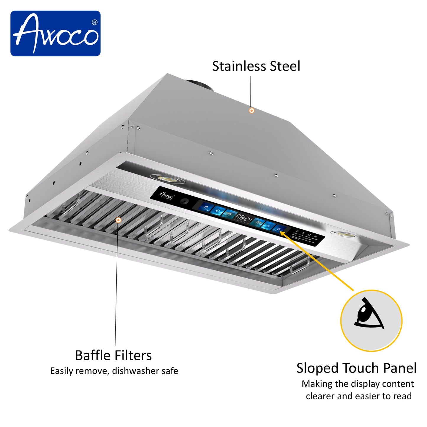 RH-BQ-XV 30 Inch Range Hood Insert with 800 CFM powerful suction