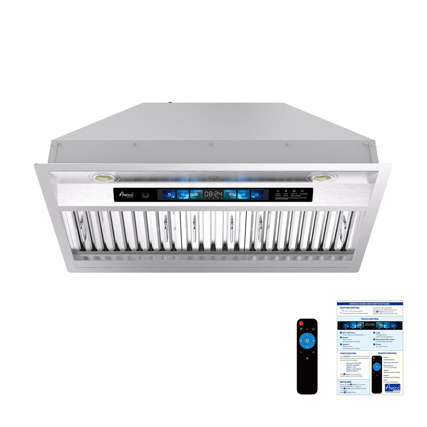 RH-BQ-XV 30 Inch Range Hood Insert with Voice Gesture Remote Touch Control, Magnetic Manual 