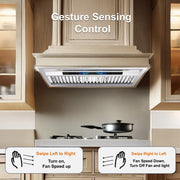 RH-BQ-XV 30 Inch Range Hood Insert with big colorful touch screen, dimmable 3w led light, and dishwasher safe baffle 