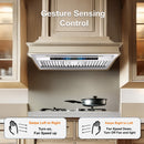 Kitchen hood with gesture sensing control 