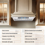  RH-BQ-XV 36Inch Range Hood Insert with 800 CFM powerful suction