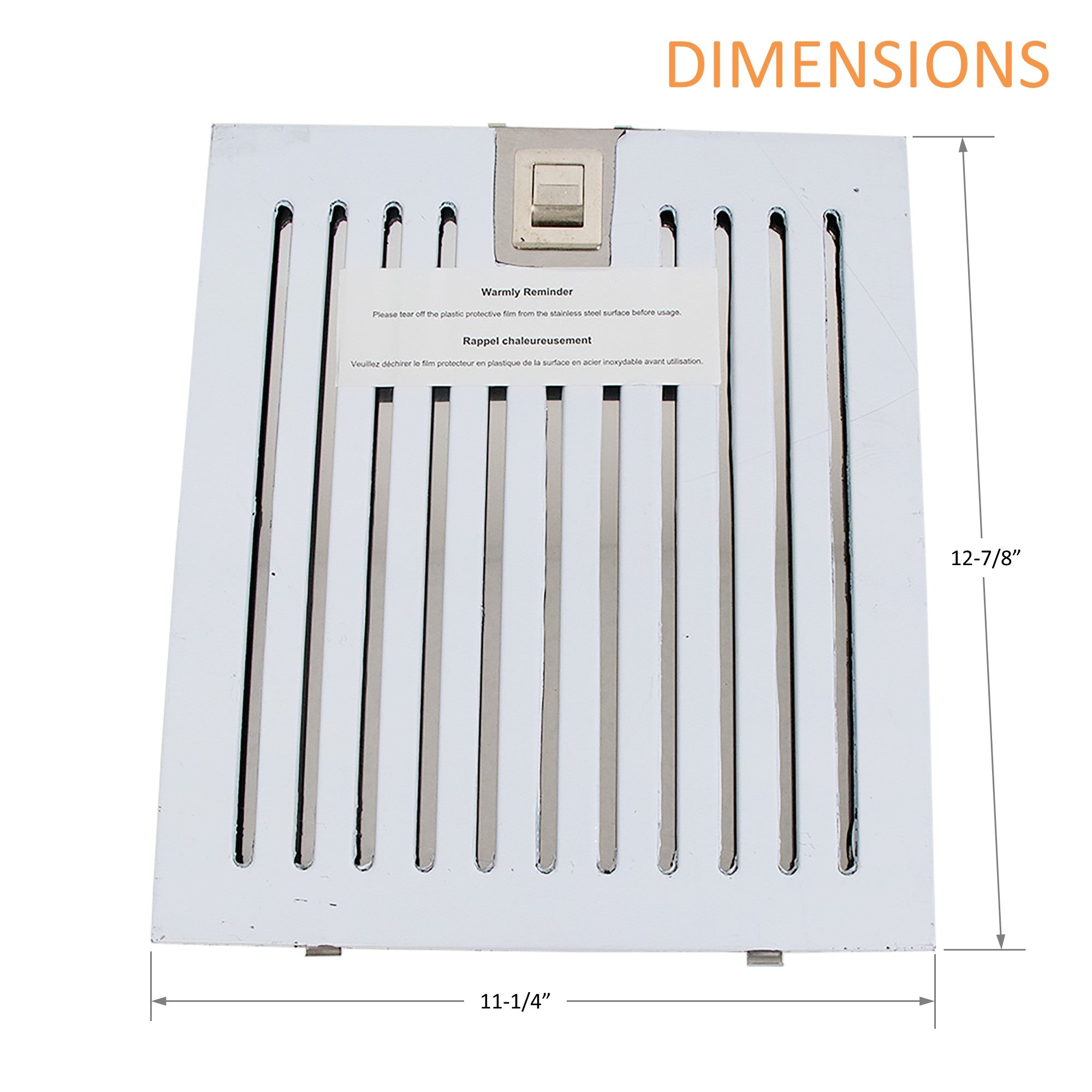 Baffle filter dimension