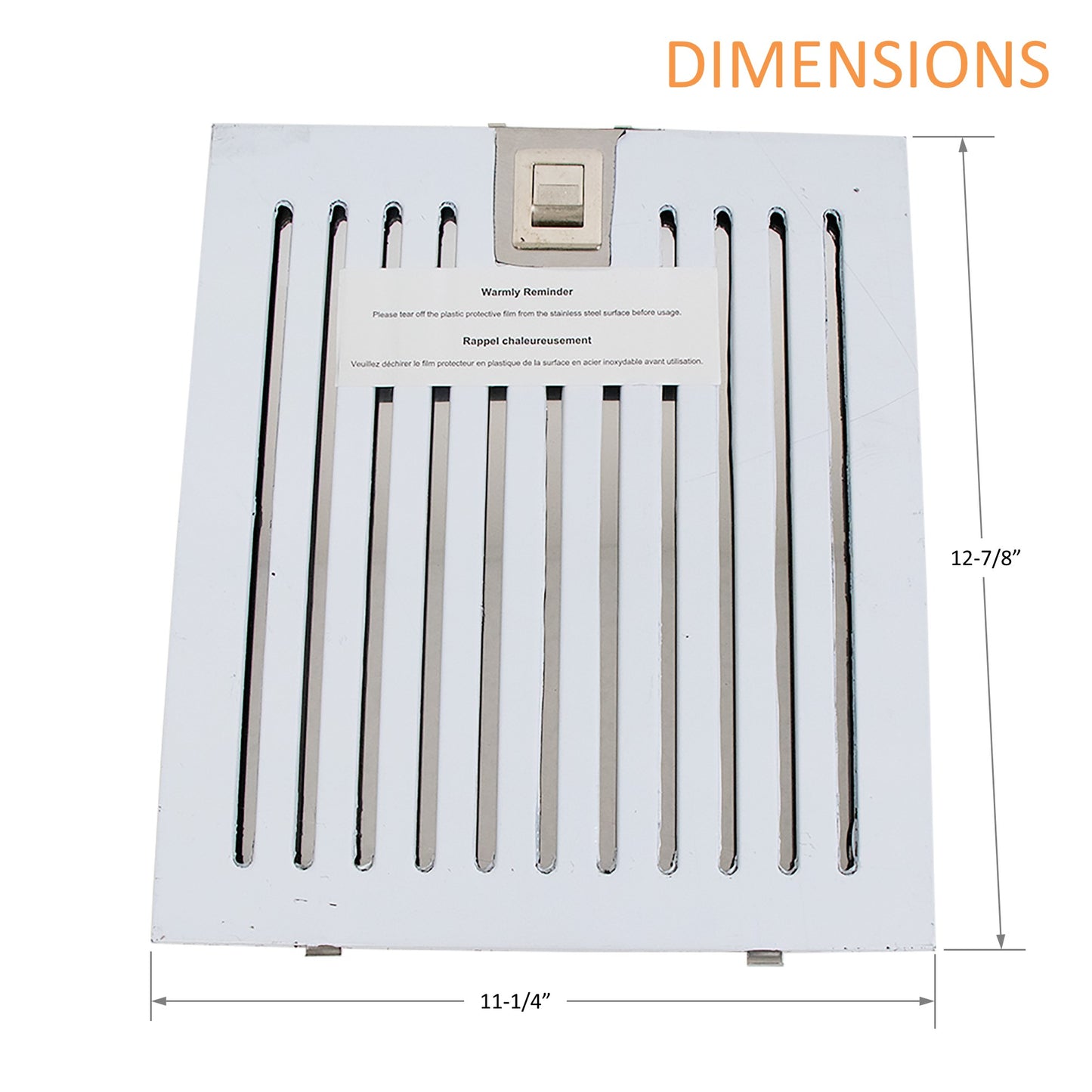 Baffle filter dimension
