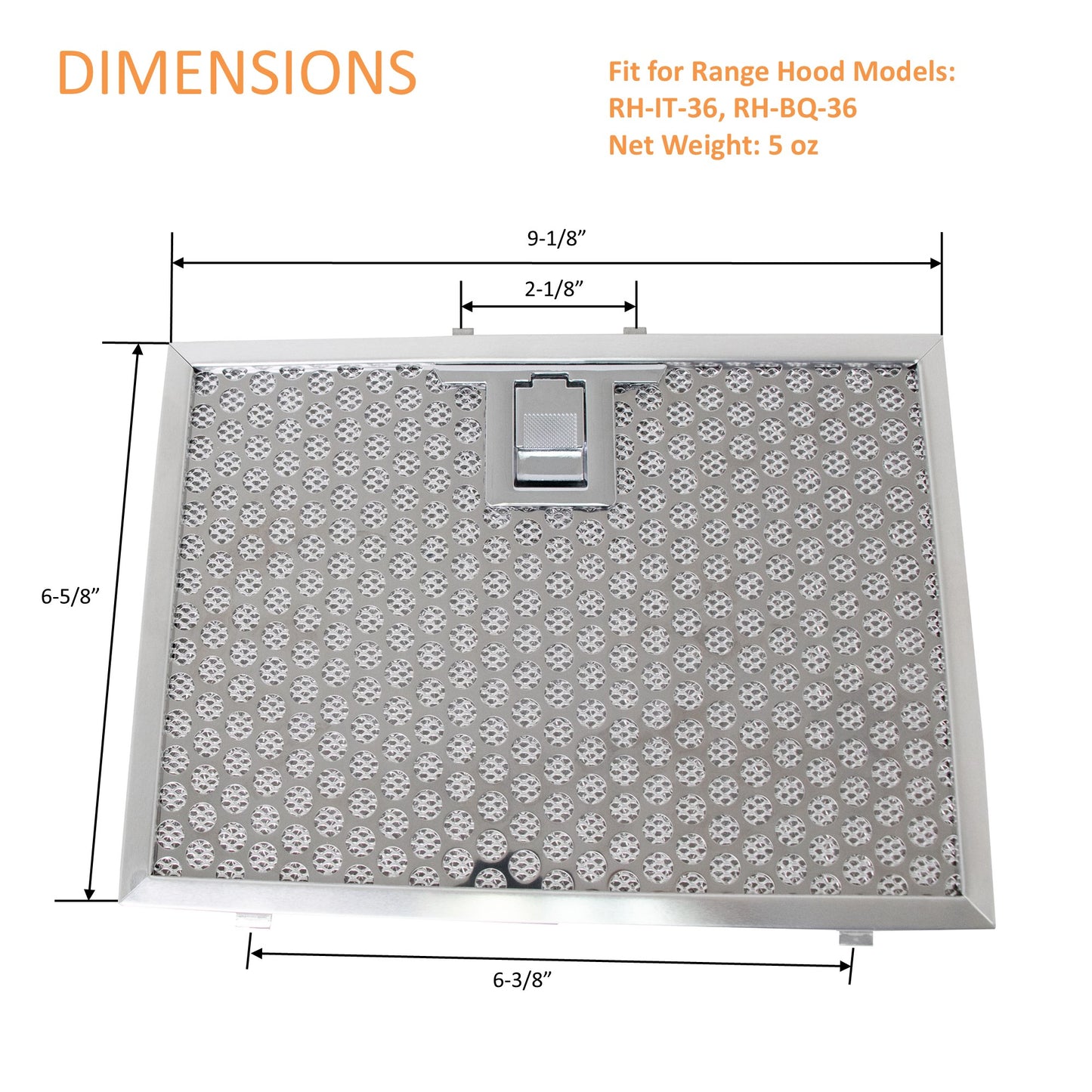 Fit for range hood models RH-IT-36, RH-BQ-36