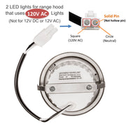 2 LED lights for range hood that uses 120V AC lights