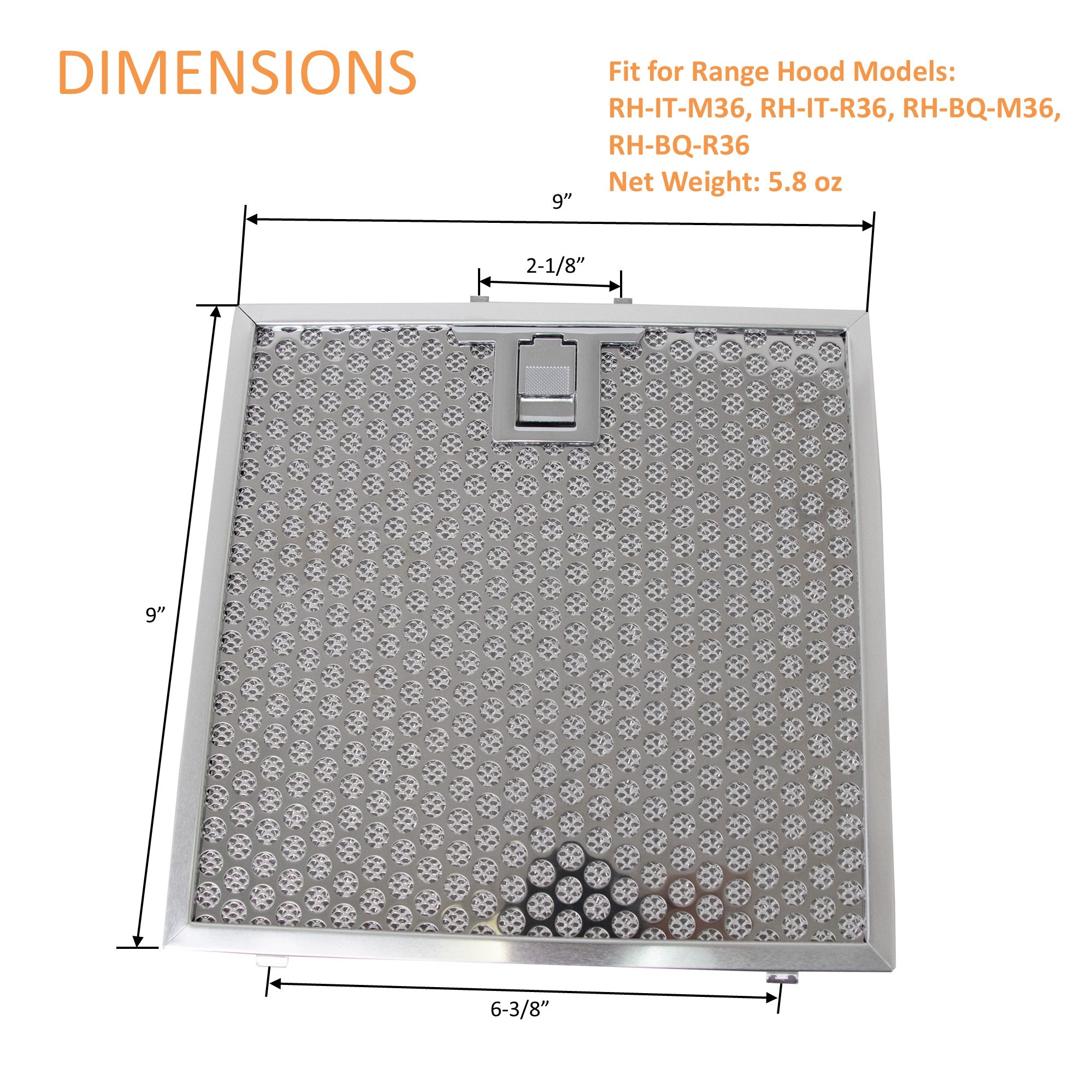 Fit for range hood models RH-IT-M36, RH-IT-R36, RH-BQ-M36, RH-BQ-R36