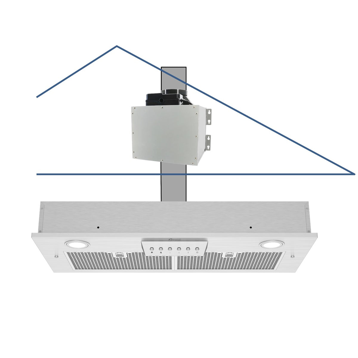 A stainless steel range hood 