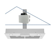 A stainless steel range hood 
