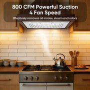800 CFM powerful suction 4 fan speed