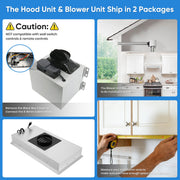 Hood unit and blower unit with installation instructions.