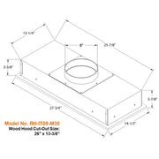 Wood hood cut-out size: 26" x 13-3/8"