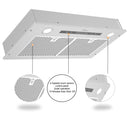 RH-IT08-R 30 Inch Ceiling Mount Range Hood Split Insert with 2 LED lights, touch sensor panel, and remote control
