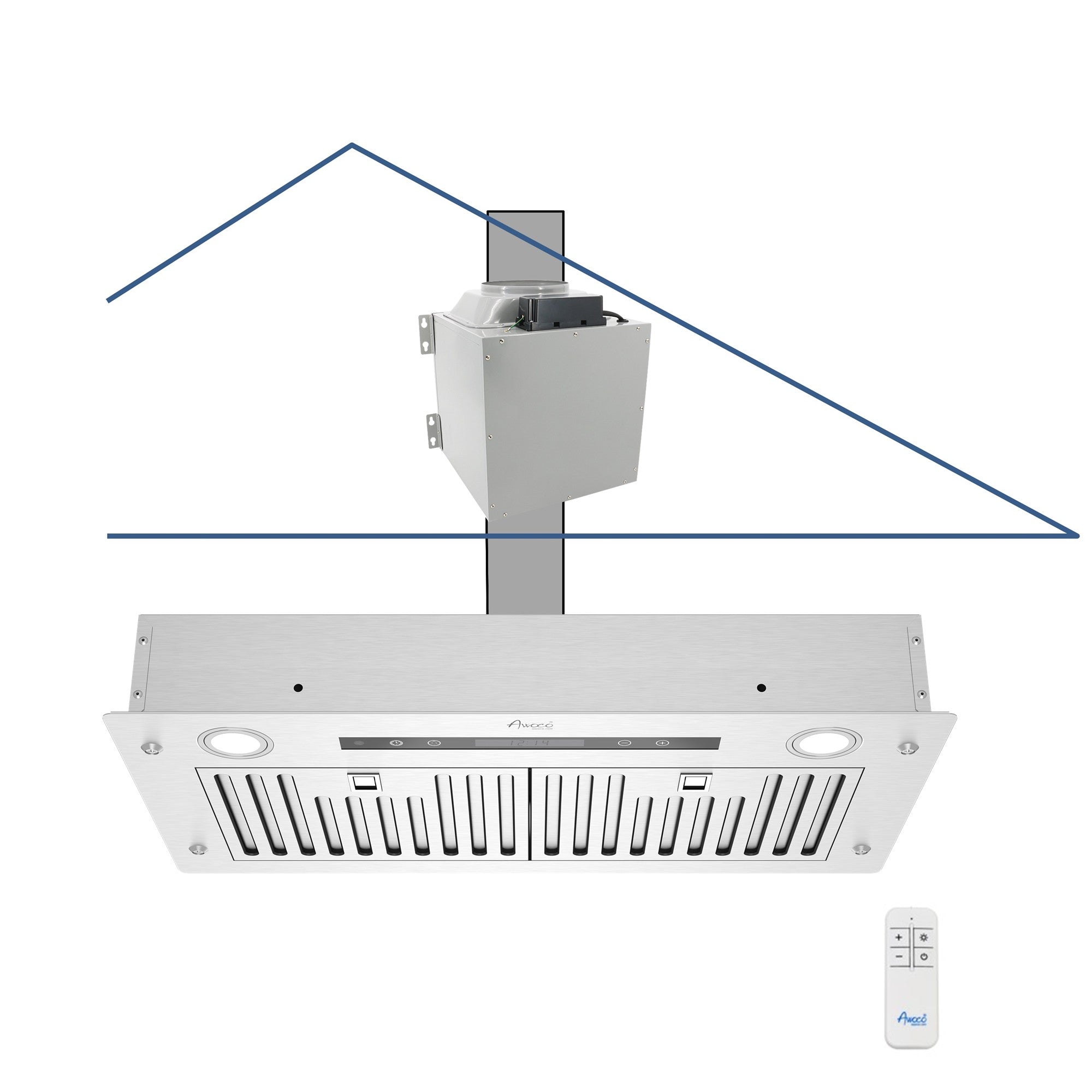 Ceiling-mounted range hood with a remote control 
