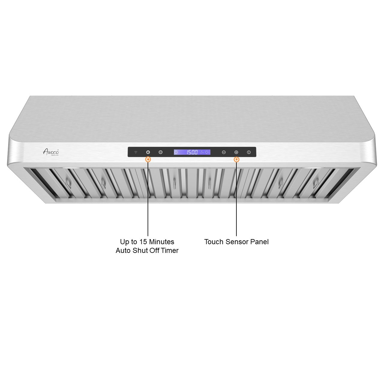 Quiet High-CFM Under Cabinet Range Hood with Stainless Steel Finish, touch control and delay shut off
