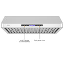 Quiet High-CFM Under Cabinet Range Hood with Stainless Steel Finish, touch control and delay shut off