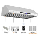 Awoco 30 Inch Under Cabinet Range Hood with Internal oil collector, LED Light, remote control, baffle filter