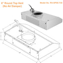 30 Inch Quiet Split Range Hood 8inch Top Vent