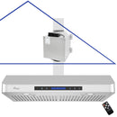 30 Inch Quiet Split Range Hood with Blower unit and Remote Control
