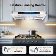 Awoco 30 Inch Stainless Steel Under Cabinet Range Hood with gesture Control