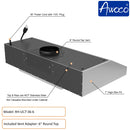 Awoco 36 inch Stainless Steel under cabinet range hood with 6 inch top vent