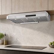 Under cabinet range hood stainless steel gesture control