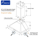 24" to 38" adjustable height 