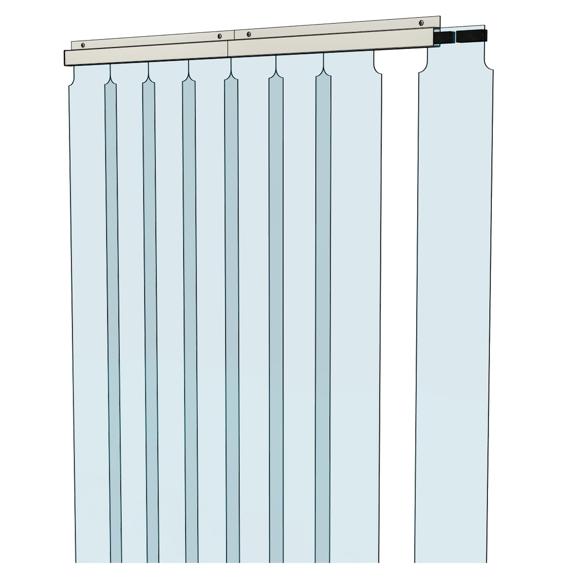 Vinyl strip curtain kit 38x84 - slide in strips - aluminum track