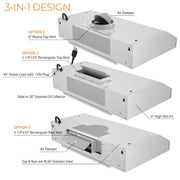 [Refurbished-A] Awoco RH-C06-A 36" Under Cabinet Range Hood - 6" Round Top Vent, 900 CFM