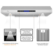 [Refurbished-A] Awoco RH-C06-A 42" Under Cabinet Range Hood - 6" High Round Top Vent, 900 CFM