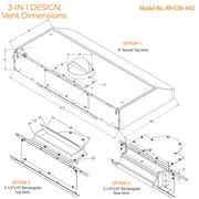 [Refurbished-A] Awoco RH-C06-A 42" Under Cabinet Range Hood - 6" High Round Top Vent, 900 CFM