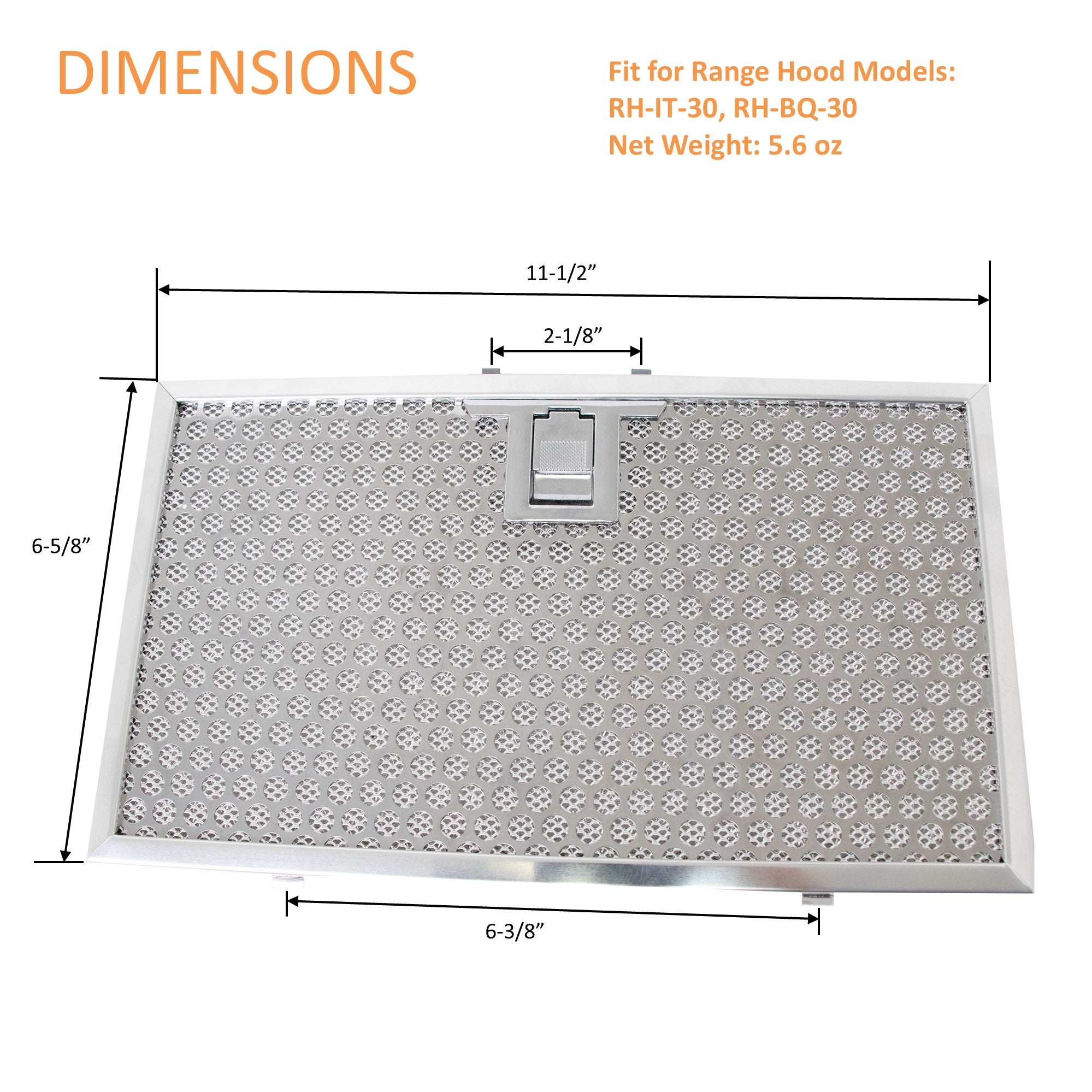 RH-IT-30-MESH-FLT Stainless Steel Mesh Filter for Awoco 30" RH-IT-30, RH-BQ-30 Range Hoods