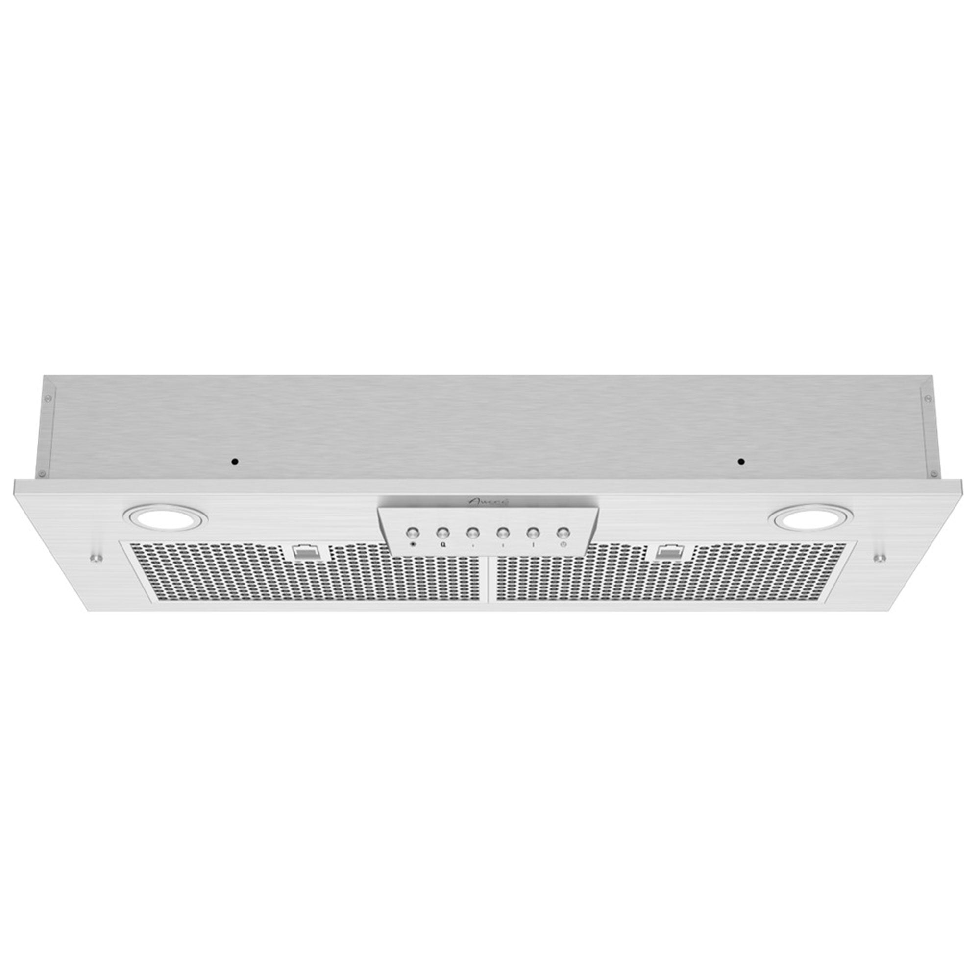 Awoco RH-IT-M 14-1/2"D Super Quiet Split Insert Stainless Steel Range Hood, 4 Speeds, Mesh Filters, Cold LED Lights