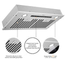 Awoco RH-IT06-R Ceiling Mount 14-1/2”D Super Quiet Split Stainless Steel Range Hood, 4-Speed, 800 CFM, Baffle Filters, Remote Control with 6” Blower