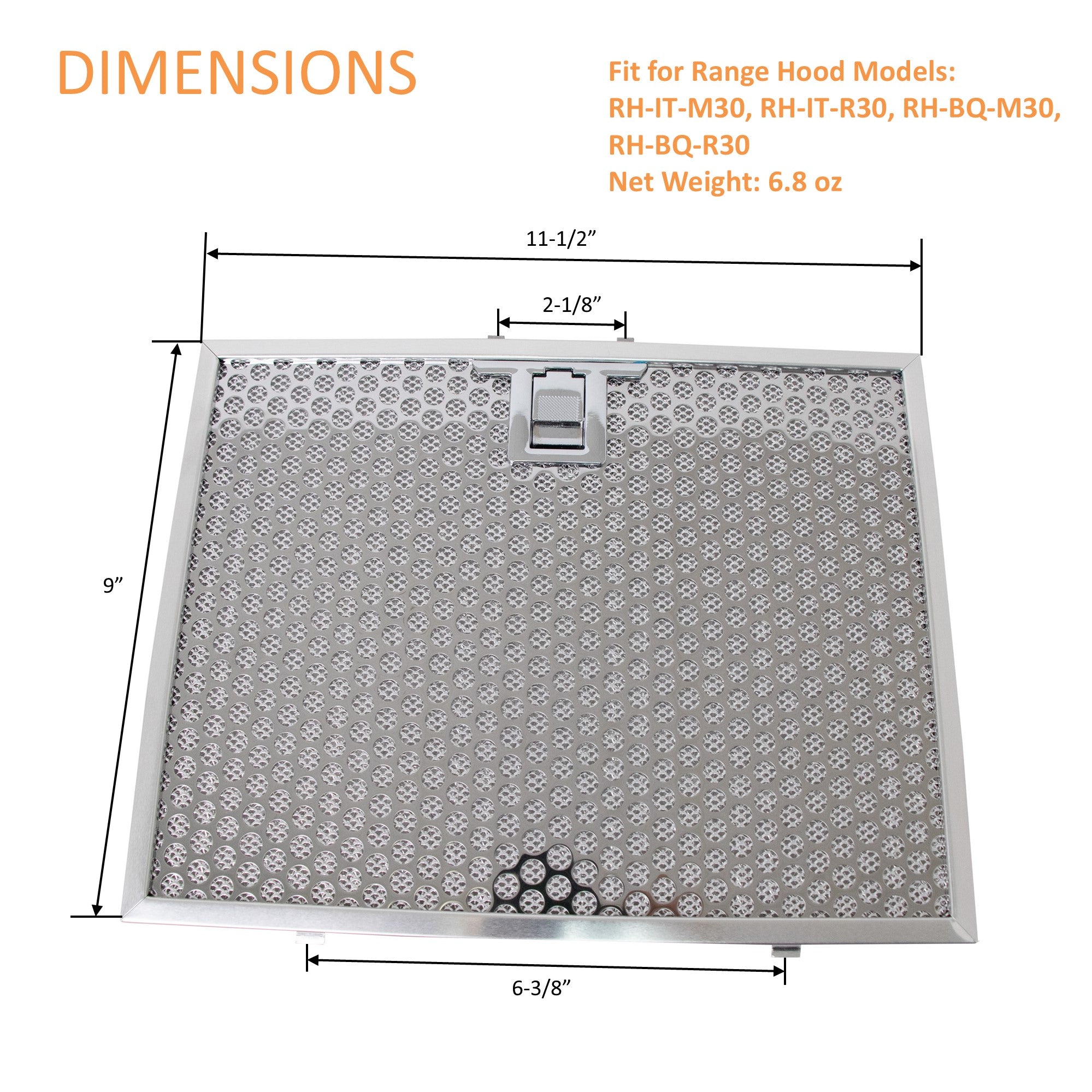 RH-IT-R30-MESH-FLT Stainless Steel Mesh Filter for Awoco 30" RH-IT-M30, RH-IT-R30, RH-BQ-M30, RH-BQ-R30 Range Hoods