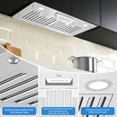 Awoco RH-IT08-M 14-1/2"D Super Quiet Split Insert Stainless Steel Range Hood, 4 Speeds with a 8" Blower Unit, 1000CFM, LED Lights