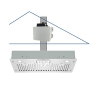 Awoco RH-IT06-M 14-1/2"D Super Quiet Split Insert Stainless Steel Range Hood, 4 Speeds with a 6" Blower Unit, 800CFM, LED Lights