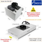 Awoco RH-IT06-V 14.5"D Ceiling Insert Mount Split Quiet Range Hood with Voice, Gesture, Touch, Remote Control, 800 CFM Kitchen Hood with 4-Speed Exhaust Fan, Stainless Steel Stove Hood with 6" Blower, LED Lights