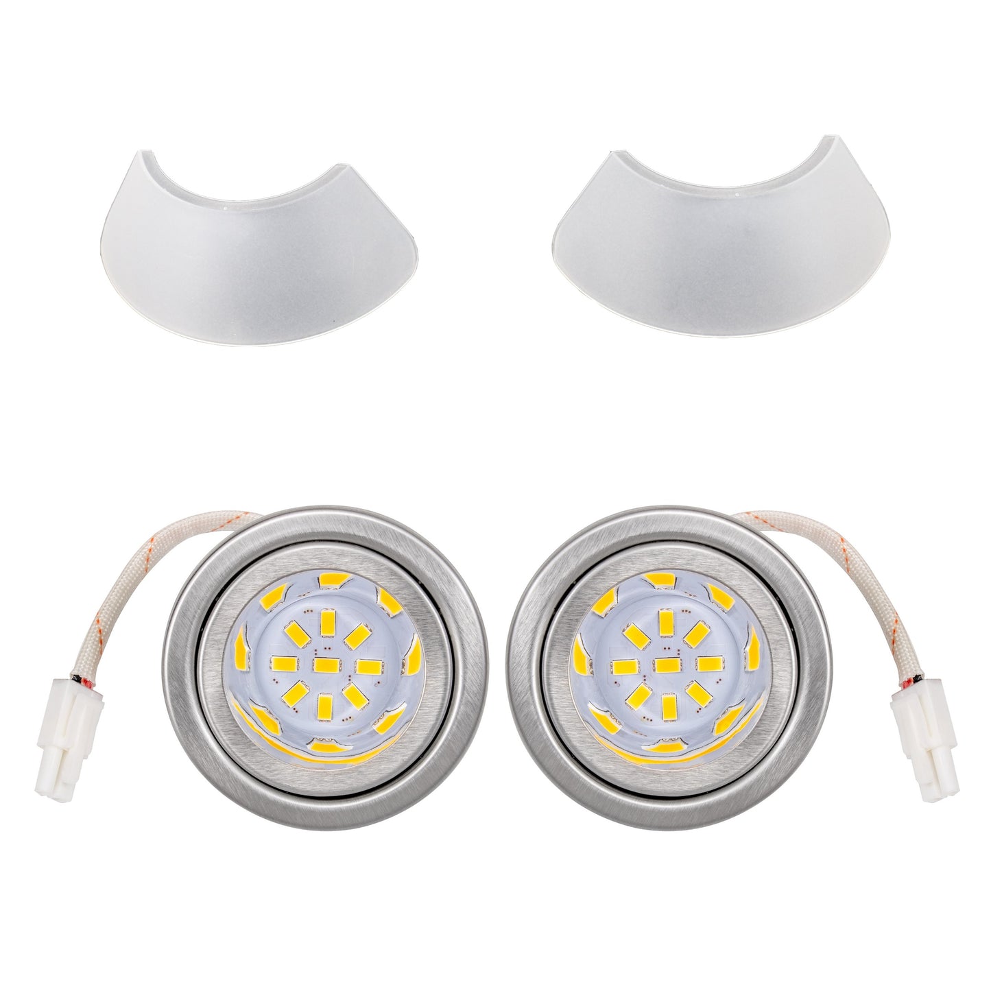 [2-5/8" Folded Edge] 2 Pcs of 12VDC LED Lights ON-E01-14D for Range Hoods with Recessed Light Holes