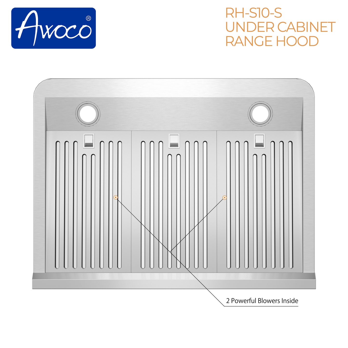 [Refurbished-B] Awoco RH-S10-30S Supreme Series 30" Under Cabinet Range Hood - 7 inch Height - 8 inch Round Top Vent