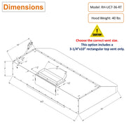 RH-UC7-36 Under Cabinet Range Hood Stainless Steel Gesture Control