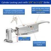 Kason 0058 Cylinder Locking Light Spring Latch, Roller Strike, Key for Walk-In Cooler/Freezer