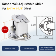 Kason 930 Trigger Action Polished Chrome Latch with Adjustable Strike, Made In USA for Reach-In Coolers/Refrigerators