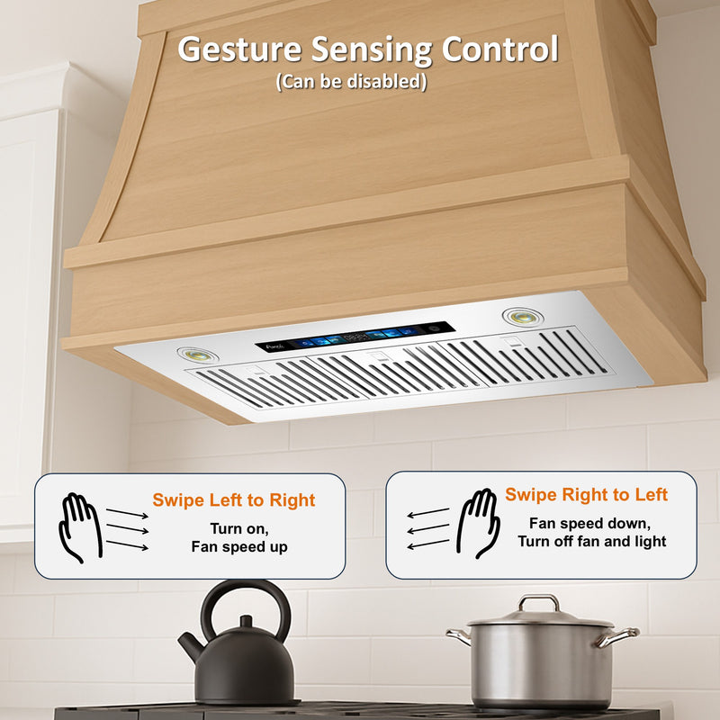 Awoco RH-IT06-V Ceiling Insert Mount Split Quiet Range Hood with Voice, Gesture, Touch, Remote Control, 800 CFM Kitchen Hood with 4-Speed Exhaust Fan, Stainless Steel Stove Hood with 6" Blower, LED Lights