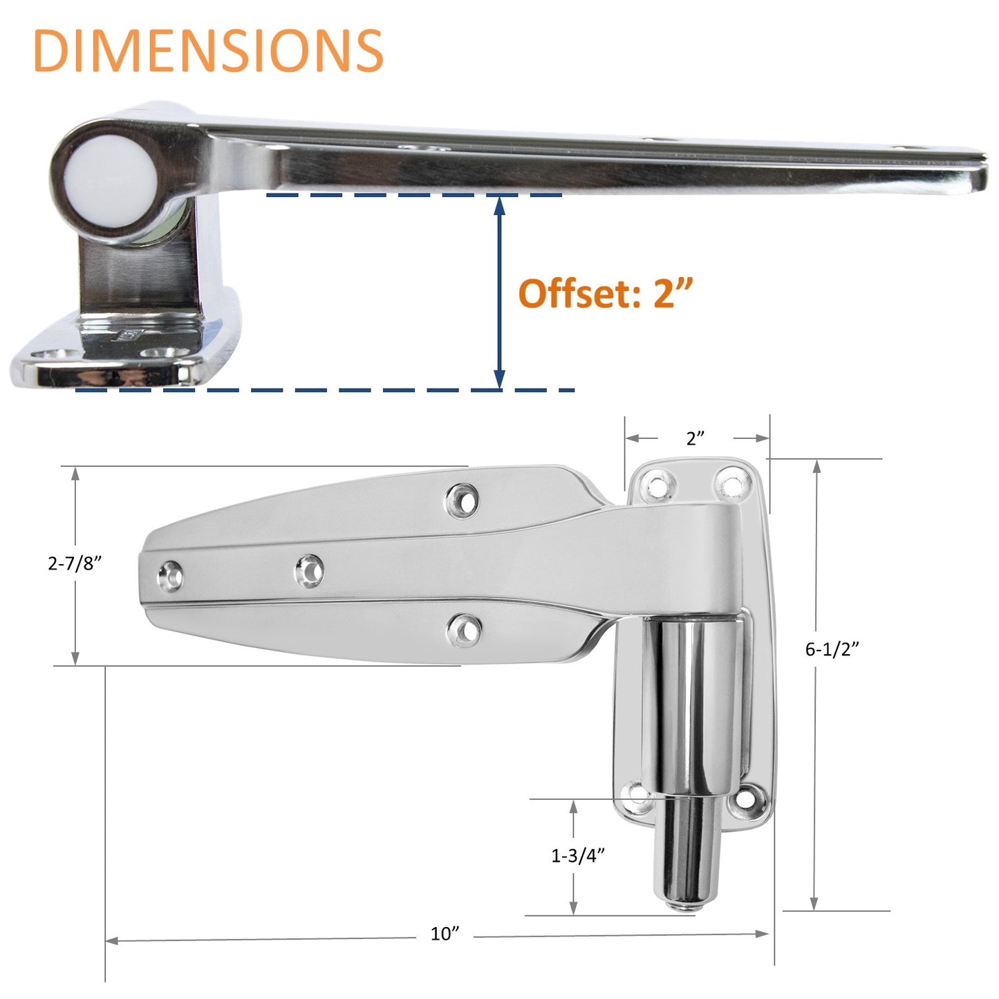 KASON 1248 Reversible Spring-Assisted Cam-Lift Hinge Chrome Finish for Walk-in Freezer Cooler Refrigerator