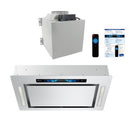 Awoco RH-IT08-GV 18.5”D Flush Ceiling Mount Split Insert Range Hood with Voice, Gesture, Touch, Remote Controls, 4-Speed 1000 CFM Stainless Steel Hood with 8” Round Vent LED Lights
