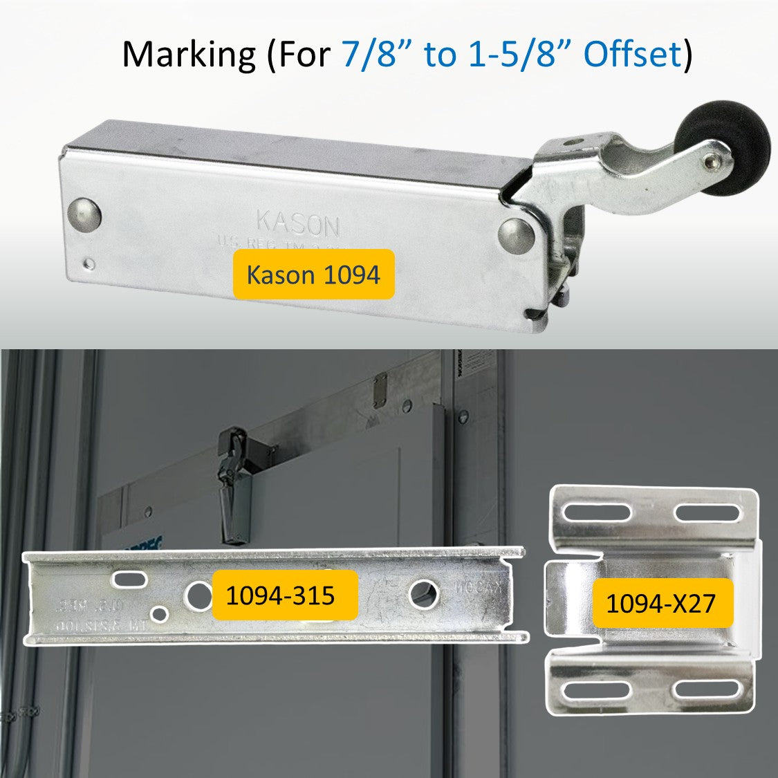 Kason 1094 Hydraulic Door Closer, Concealed or Exposed Mounting with Adjustable Wide Hook for Walk-In Coolers/Freezers