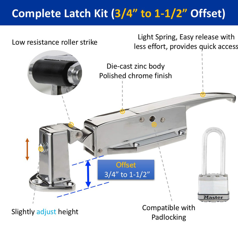 Kason 0058 Latch Complete Kit with Strike, Inside Release 481C Push Rod for 6" Thickness Walk-in Freezer & Cooler Doors